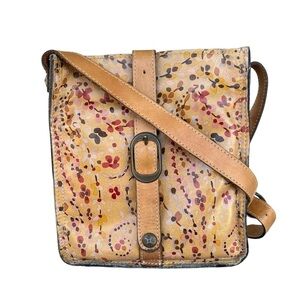 Patricia Nash Venezia Confetti Floral Printed Leather Crossbody Purse 9”x10” GUC